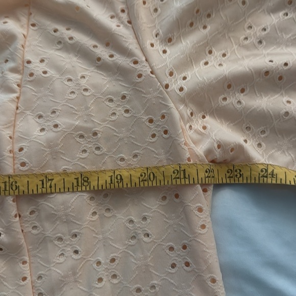 Pale Yellow Eyelet Open Lightweight Cardigan with Ruffle Bottom - Picture 5 of 9